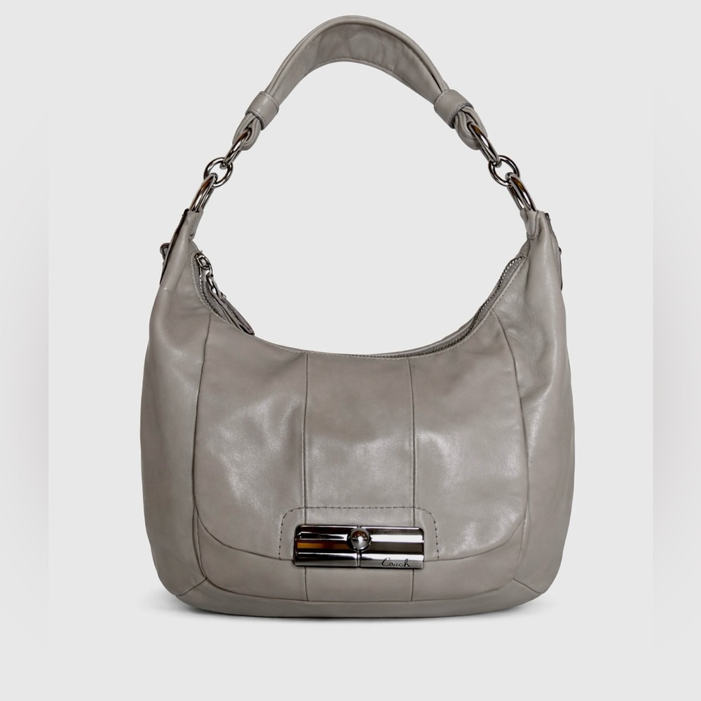 Coach Kristin SOFT Leather Hobo Champagne Taupe Grey Convertible Crossbody Bag - Picture 2 of 13